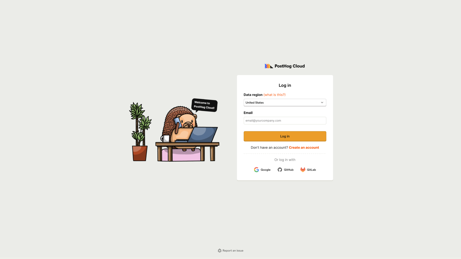 Login Webscreen UI Design from Posthog
